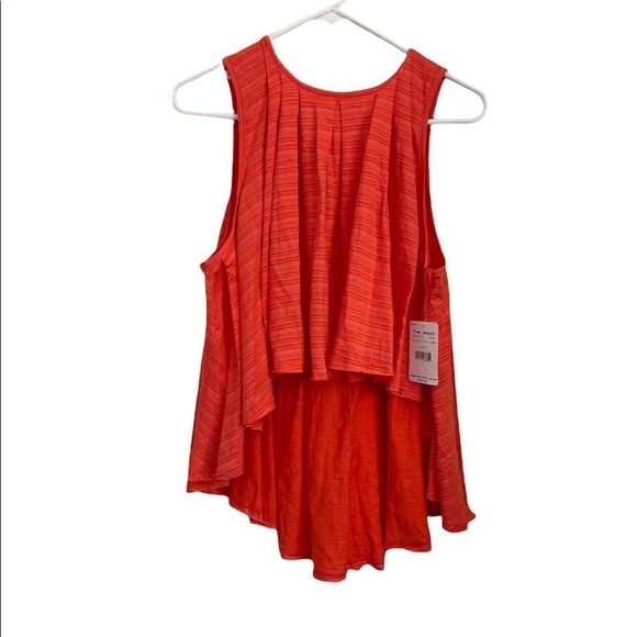 FREE PEOPLE Turn it up Stripes High Low Tank Top In Scarlet.Size S - Picture 5 of 15